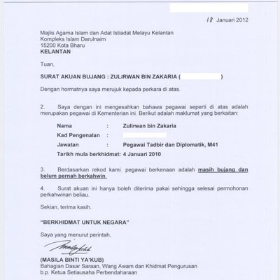 Surat Permohonan Kerja Kerani Akaun - Jam Contoh