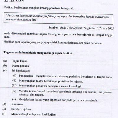 Contoh Jawapan Tugasan Sejarah Pt3 2017 Peristiwa Bersejarah