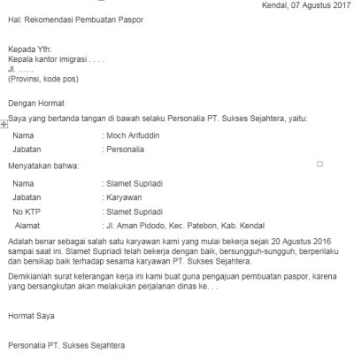 Contoh Surat Kuasa Pengurusan Visa - IMAGESEE