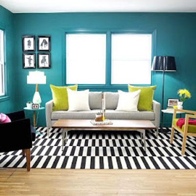 Gambar Hiasan Ruang Tamu Tema Turquoise