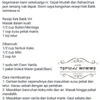 Resepi Kek Batik Untuk Minum Petang